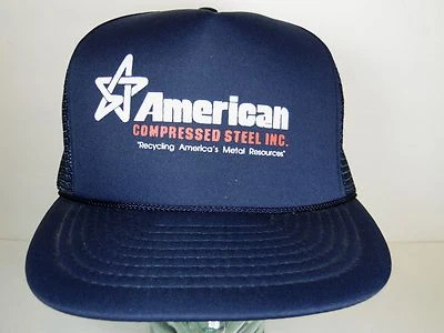 DE COLECCIÓN 1990 ACERO COMPRIMIDO AMERICANO Reciclaje Metal PUBLICIDAD CAMIONERO SOMBRERO GORRA Foto 1 de 4