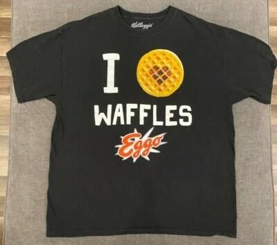 Camiseta EGGO I Love Waffles HOMBRE XL Oficial Desayuno Comida Camiseta Retro De Colección Para Hombre Foto 1 de 4
