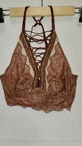 Victoria's Secret Bralette Muy Sexy Con Cordones Delanteros Nuevo Con Etiquetas Cobre/Marfil - Imagen 1 de 5