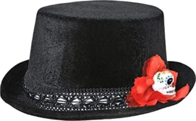 Day of The Dead Top Hat Adult Halloween Skull Fancy Dress Costume Accessory - Image 1 of 2