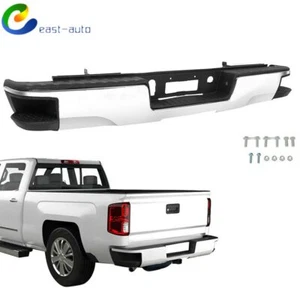 Chrome Rear Bumper For Chevy Silverado GMC Sierra 1500 2014-2018 w/ Conner Steps - Picture 1 of 6