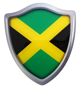 Jamaica flag Shield Domed Decal 3D Look Emblem Resin car sticker 2.6"x3" - Imagen 1 de 3
