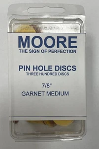 EC MOORE PIN HOLE GARNET DISCS 7/8" MEDIUM GRIT 300/bx - Picture 1 of 2