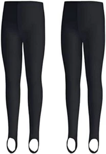 2X Girls Stirrup Pants Stretchy Tight Leggings Smooth Gymnastics Ballet Dance - Picture 1 of 14