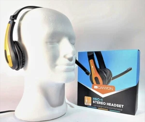 Canyon Wired Stereo Headset HSC-1 Black & Yellow - Picture 1 of 7