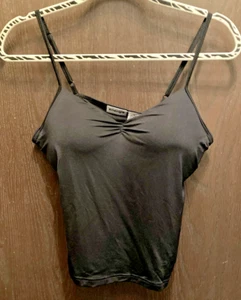 Vintage Y2K Energie Black Tank Top XL Built-In Bra Padded Nylon Spaghetti Strap - Picture 1 of 9