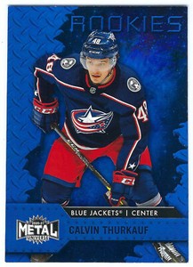 2020-21 Skybox Metal Universe #121 Calvin Thurkauf Blue Jackets RC Blue Spectrum