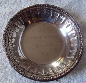Vintage 1952 Cards "OPEN PAIR" Bridge Trophy Vintage Silver Plate Bowl 6" Dia - Picture 1 of 4