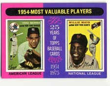 1975 TOPPS 1954 MVP #192 HIGH GRADE YOGI BERRA WILLIE MAYS HALL OF FAME