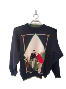 Golf Classics Savile Row sweater mens size Large navy cotton double sided - Picture 1 of 9