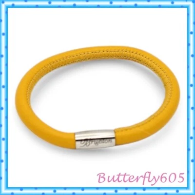 Brazalete de cuero único amarillo Brighton Woodstock talla ML 8" $40 Foto 1 de 2