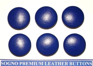 MADE IN USA ADMIRAL BLUE genuine leather covered jacket buttons 6 PIECE SET - Picture 1 of 8