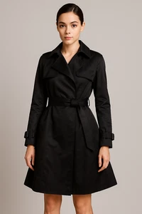 Camilla Womens Trench Coat Jacket 10AU Small Black Double Breasted Belted $599 - Picture 1 of 12