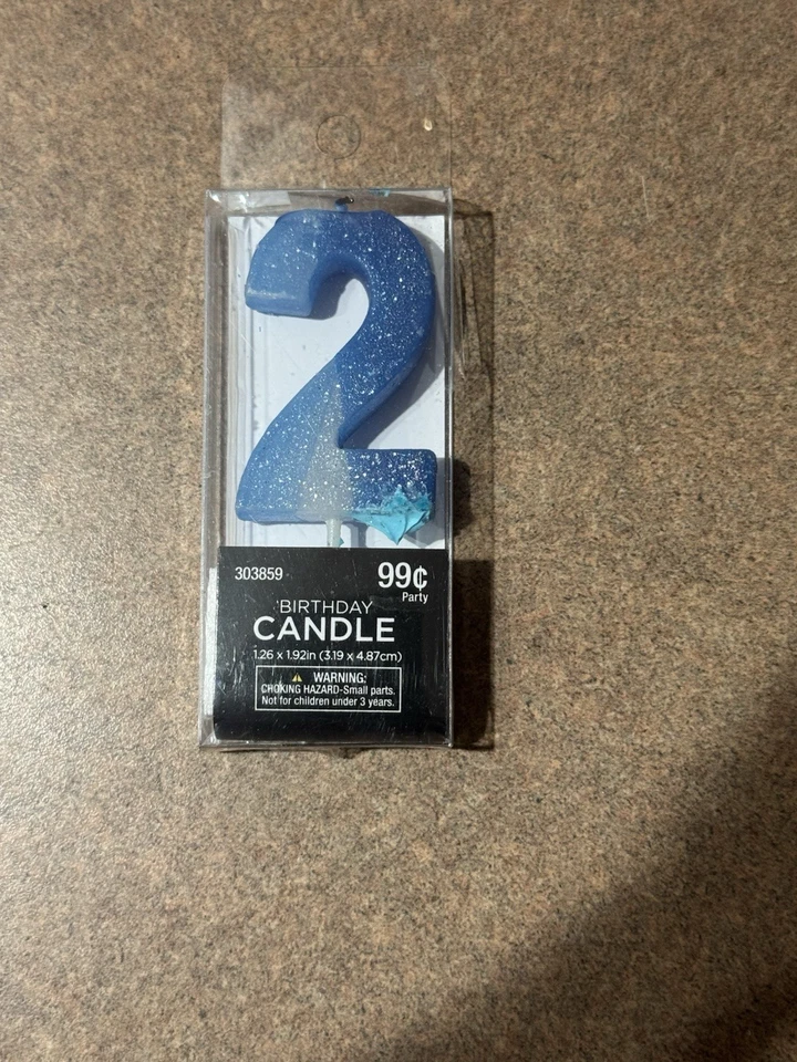 Azul Brillo #2 Fiesta de Cumpleaños Vela Pastel Cupcake Topper Suministros Celebrar Foto 1 de 1