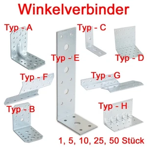 Lochwinkel verzinkt Stahl Winkelverbinder Bauwinkel Möbelwinkel mit / ohne Steg - Bild 1 von 43