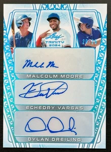2024 Leaf Trinity Malcolm Moore Vargas Dreiling Triple Auto #d 20/25 Rangers - Picture 1 of 3