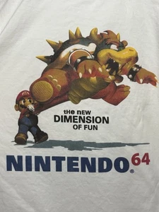 Mario Bowser Shirt Nintendo N64 Retro Style White Modern Men’s Size Large - Picture 1 of 8