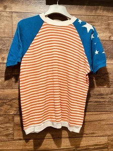 felpa slv corta patriottica rossa bianca blu stars n stripes usa vintage anni 60 l - Foto 1 di 5