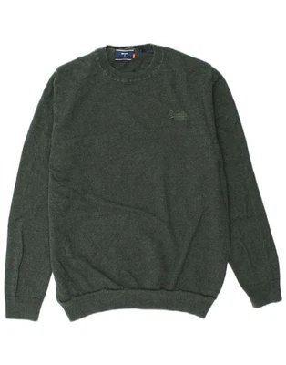 SUPERDRY Womens Crew Neck Jumper Sweater UK 12 Medium Green Cotton BW03 - Image 1 of 3