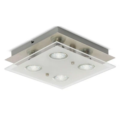 Lampada Da Soffitto LED Nichel Opaco Quadrati 25cm 4 X 3W GU10 1000lm Lampada - Immagine 1 di 4