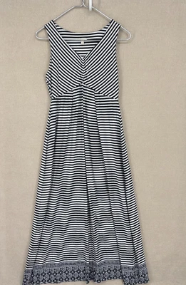 Vestido Talbots Petites Pequeño PS Negro Blanco Rayas Tejido Maxi Sin Mangas Foto 1 de 4