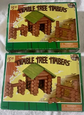 MAXIM WOODEN TUMBLE TREE TIMBERS 2 BOXES 154PK BUILDING WOOD LINCOLN LOG SET LOG - Image 1 of 4