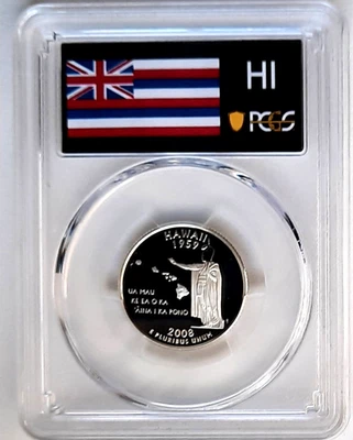 2008-S Silver Proof Hawaii  State Quarter-PCGS PR 70 DCAM-State Flag Label - Image 1 of 4