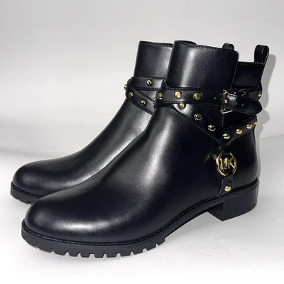 Botas femininas Michael Kors MK Preston couro cravejado tornozelo tamanho 6,5 M - Imagem 1 de 4