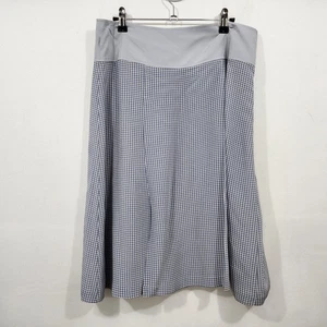 Calvin Klein Rock Seide geometrisches Muster blau grau A-Linie knielang Größe 8 - Bild 1 von 15