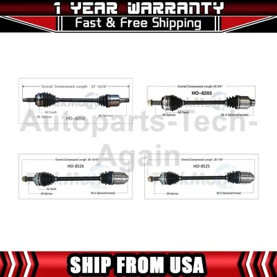 TrakMotive 4 Front Rear CV Axle Shaft Fits 2001 Acura MDX 2002 Acura MDX - Image 1 of 4