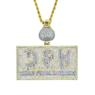 Iced Out Bling CFN Pendant Necklace Two Tone Color Come From Nothing Charm 24" - Image 1 of 2