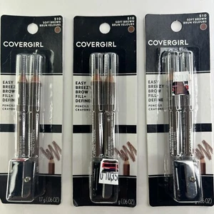 Lot of 3 Covergirl Easy Breezy Brow Fill+Define Pencils in 510 Soft Brown - Picture 1 of 2