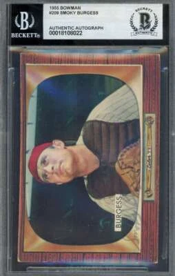Autógrafo Bowman Smoky Burgess Beckett BAS 1955 firmado Foto 1 de 2