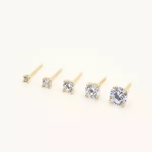 Lavishe 925 Sterling Silver Cubic Zirconia Classic Stud Earrings, 2mm to 6mm - Picture 1 of 21