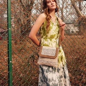 Myra Bag Maxi Dress Women’s Small Tie Dye in Blue Green w Pull Waist High Side - Bild 1 von 11