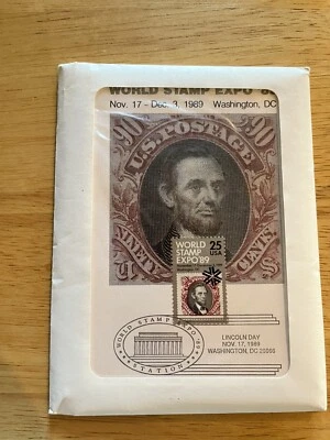 Sealed U.S. World Stamp Expo '89. 9 Card Set First Day Cancellations New - Image 1 of 4