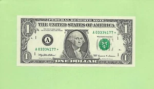 1999* ..UNCIRC $1 A 0333 4177 * .... 1999 $1 A-* BILLET ÉTOILE FRN - Photo 1/2