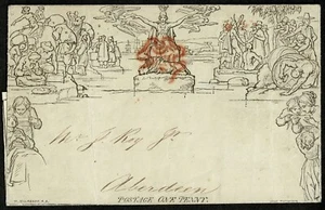 1840 1d Mulready Advertiser Hanson Fruit to Aberdeen No Sevilles ! Cat.£850.00 - Picture 1 of 3