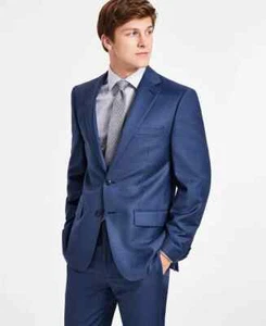 Calvin Klein Men's Slim Fit Blue NEAT Stretch Wool Sport Coat 46R yoc1423 - Picture 1 of 1