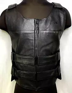 Chaleco de Cuero Bilt Personalizado Negro Talla Mediana Hombre Motocicleta Cremallera Frontal - Imagen 1 de 10