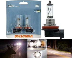 Sylvania Basic H11 55W Two Bulbs Head Light Low Beam Replacement Lamp DOT Legal - Picture 1 of 12