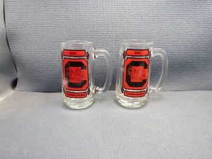 Nice Set of 2 USC Gamecocks Thick Heavy Collectible Glass Mugs 5 1/2"T - Picture 1 of 4