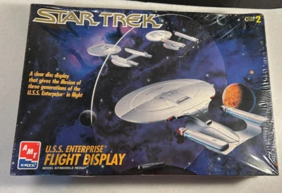 1995 New AMT Star Trek USS Enterprise Flight Display NCC-1701 A D Model Sealed - Image 1 of 4