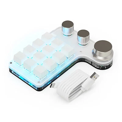 Wireless Bluetooth Mechanical Keyboard RGB Macro 12/15 Keys 3 Knob Keypad Custom - Image 1 of 4