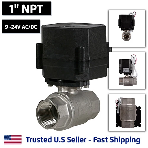 1" Stainless Steel Motorized Electric Ball Valve 9V 12V-24 Volt AC/DC, 2 Wire - Image 1 of 4