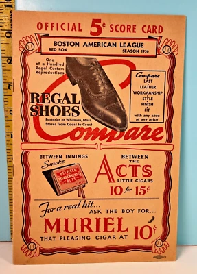 Boston Red Sox v White Sox Program Foxx, Williams, Dickey 1936 sin puntuación (C) Foto 1 de 4