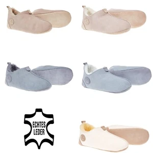 VANUBA OXFORD Damen Leder Winter Hausschuhe Hüttenschuhe Schaffell D019/D020