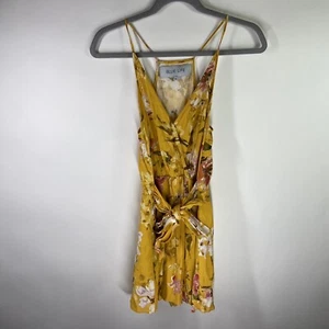 Blue Life XS Extra Small Womens Sleeveless V Neck Floral Print Romper Yellow A21 - Picture 1 of 7