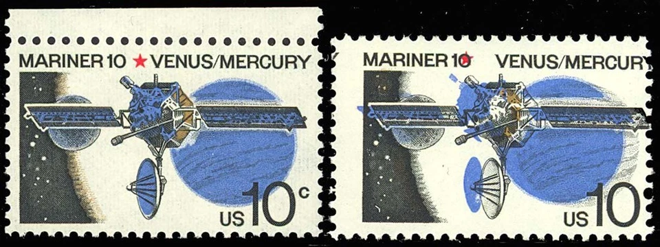 1557, Mint NH 10¢ Mariner Space Black Color Shifted Right ERROR - Stuart Katz - Image 1 of 1