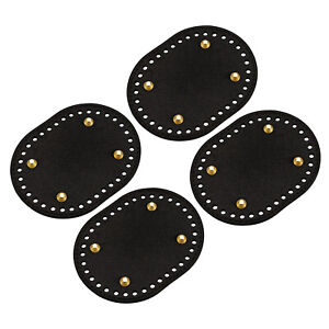 Oval Bag Bottom Shaper Pad, 4Pcs 145 x 110mm PU Leather Bag Base, Black